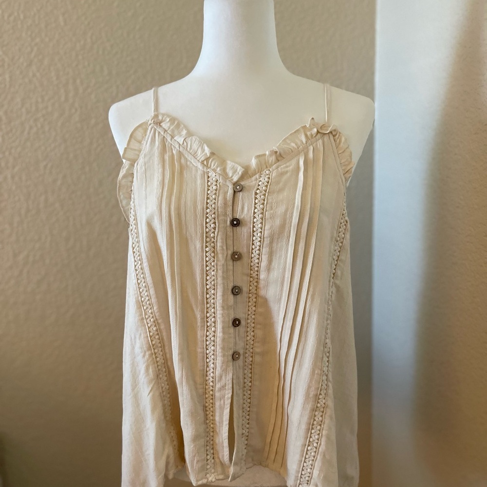Miss Me Cream Camisole with Ruffled Neckline New With Tags Medium
